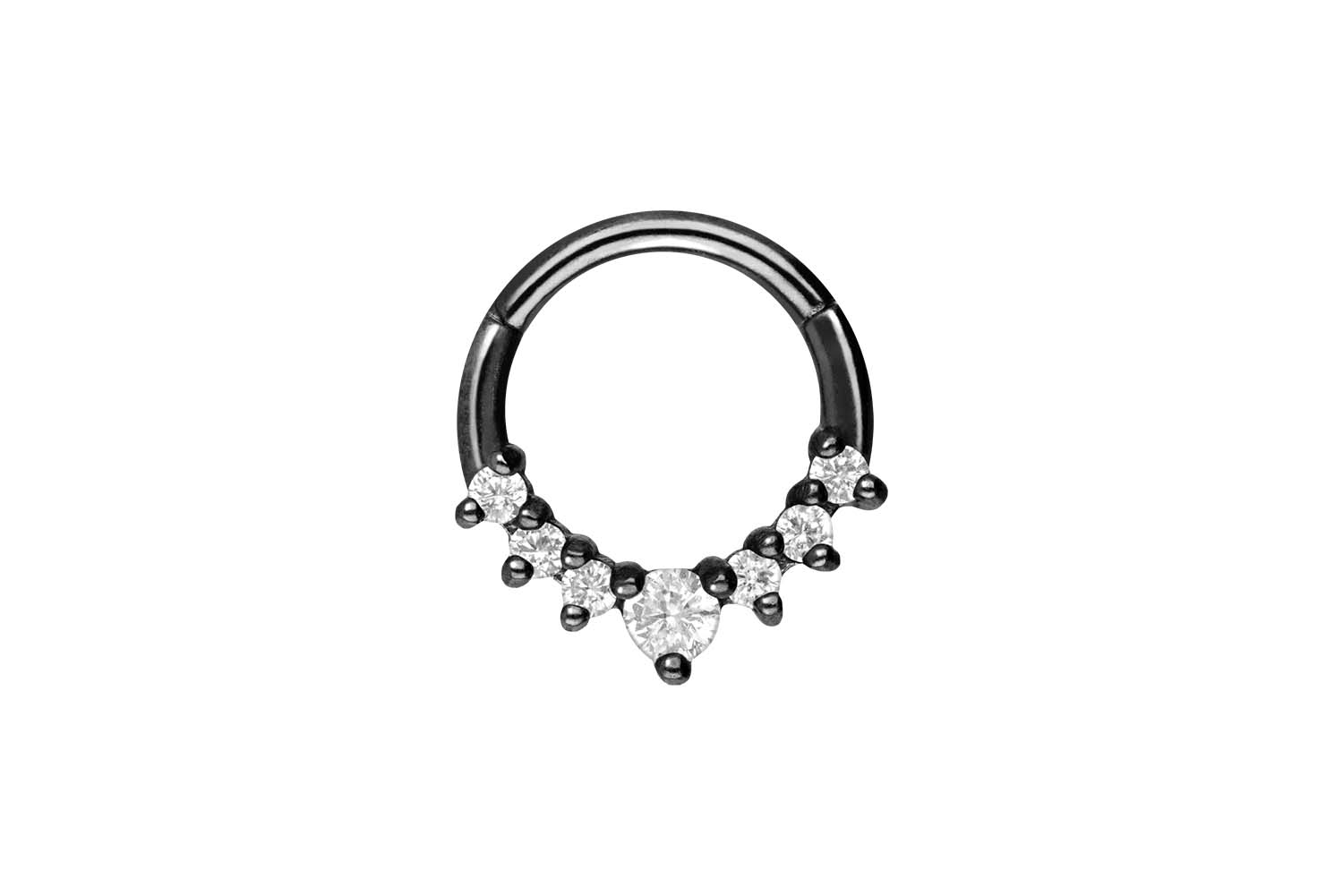 Chirurgenstahl Segmentring Clicker Piercing 7 EINGEFASSTE KRISTALLE